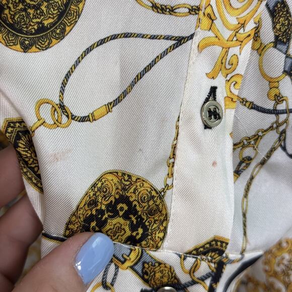 Zara Shirt Womens Small Baroque Chain Print Top Long Sleeve Button Up Vogue Chic - Picture 7 of 14